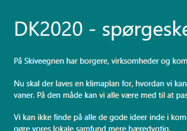 Screenshot af spørgeskemaet, Skive Kommune sendte ud til borgere i september. 